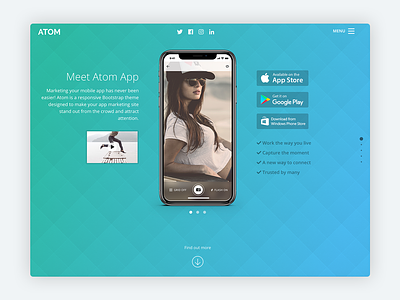 Atom – Bootstrap 4 Theme for Mobile App Startups app landing app landing page bootstrap bootstrap 4 bootstrap template bootstrap theme css developer html html5 landing page marketing mobile product responsive saas startup template theme website template