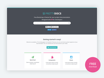Prettydocs - Free Bootstrap 4 Documentation Theme for Developers bootstrap bootstrap 4 bootstrap template bootstrap theme css developer documentation free html html5 knowledgebase landing page responsive startup template theme website template
