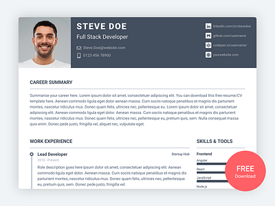 Pillar – Free Bootstrap Resume/CV Template for Developers