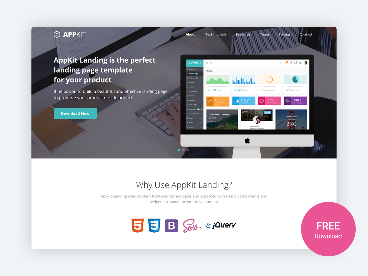 Appkit Landing  Free Bootstrap  4  Landing  Page  for Startups by Xiaoying 