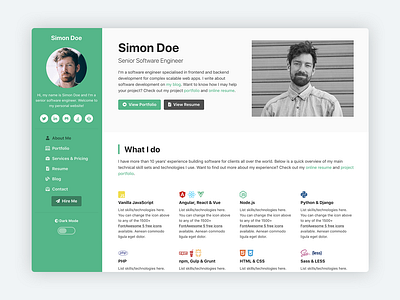 Devcard - vCard & Portfolio Template for Software Developers