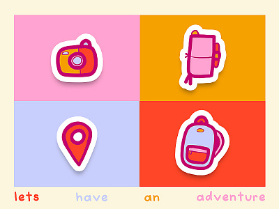 Ready? Set? GO! adventure bright color combinations etsy illustrated stickers illustration lets go travel travel icons travel stickers