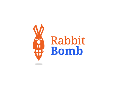 Rabbit Bomb blue bomb boom brand carrot cartoon drop ears explotion for sale funny graphic design illustration logo orange plane rabbit rgb sky teeth vector