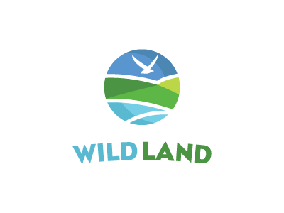 Wild Land bird blue brand earth fly grass green land landscape logo plane sea