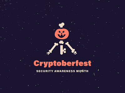 Pumpkin skeleton key logo bitcoin bone brand crypto currency cyber security event halloween illustration key logo mascot pumpkin scary security skeleton trading