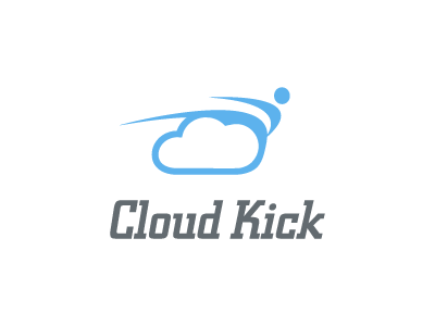 Cloud Kick athlete cloud cloud computing computer human kick kung fu logo mark martial arts storage web