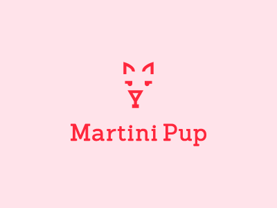 Martini Pup alcohol cute dog drink glass hound logo martini pink positive space pup puppy