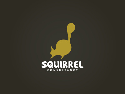 Squirrel Consultancy logo brand blue yellow squirrel shape unique animal acorn nuts fat