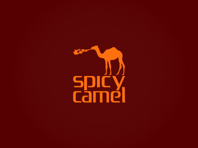 Spicy Camel brand brown camel fire hump logo orange spice