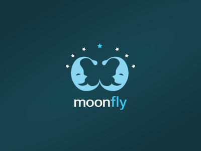 moonfly anghelaht blue brand buttefly design fly logo moon negative space sleep star