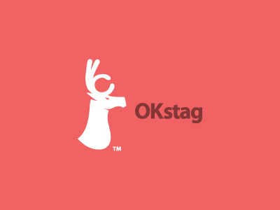 OKstag stag logo brand clean horns ok hand deer fingers animal wild all right hunt prey hunter wilderness graphic design moose unique camel horn wood branding pink antler okay hunting memorable arrogant identity
