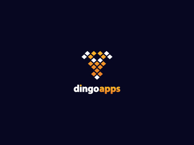 dingo apps animal app brand coyote dark blue dingo dog entertain logo mac media mobile net pc soft squares web white yellow