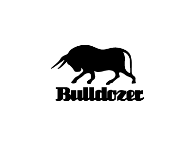 Bulldozer animal black brand bulldozer cow farm horns logo logolounge meat strenght taurus