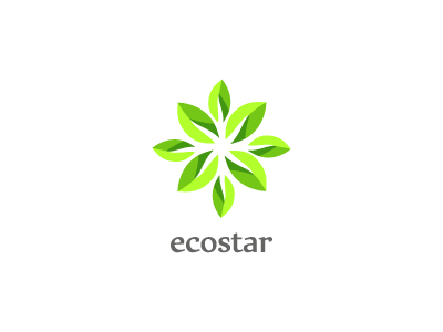 ecostar beautiful blossom blow brand circle eco ecological ecology energy environment flower graphic design graphic mark green industrial leaf leaves logo natural nature negative space organic petal plant spring symmetry tree wind