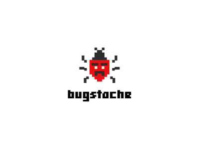 bugstach animal brand bug carnivore eco face insect lady bug logo mustache nature pesticide pixel red square