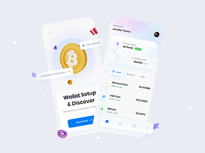 Cryptocurrency Wallet App concept