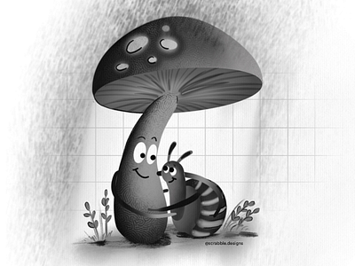 Friendship character design digitalart friends friendship illustration mushroom procreate snail