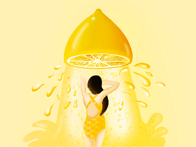 Lemon squeeze character design citrus digitalart illustration lemon procreate shower yellow