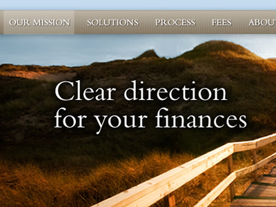 Nav and home page messaging for financial services company financial nav
