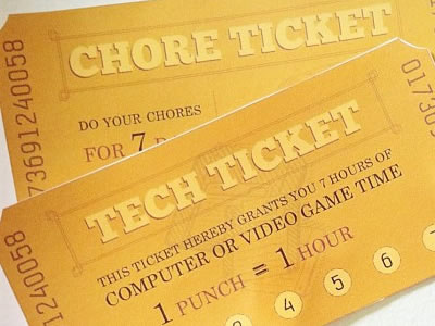 Chore and Tech Tickets fireworks gold printable tickets