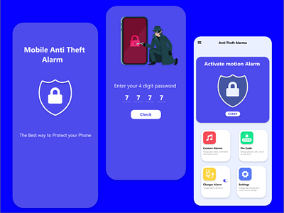 Mobile Anti Thief App UI Design app illustration theif ui ux vector