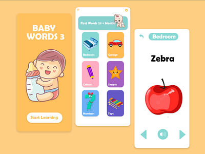 BABY WORD 3 UI DESIGN animation baby design graphic design learning ui ux