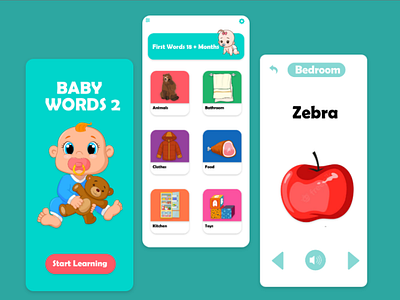 BABY WORDS 2 UI DESIGN baby design illustration learning ui ux vector