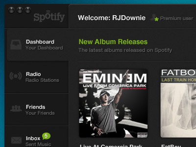 Spotify Redesign dark green gui ui