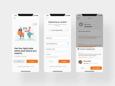 Register and Landing page