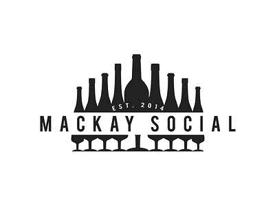 Mackay Social Logo bar beer brand design flat logo wine wine shop