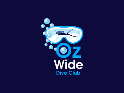 Oz Wide Drive Club Logo blue brand diving identity logo scuba swimming under water water