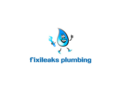 Fixileaks Plumbing Logo app blue brand drop logo plumbing service water