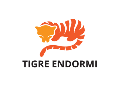 Tigre Endormi app brand cartoon creative logo mascot tiger zoo