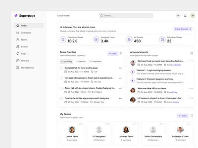 Task and Project Management Web app announcement app clean dashboard design modern navbar project project management saas sidebar task task management ui ux web app