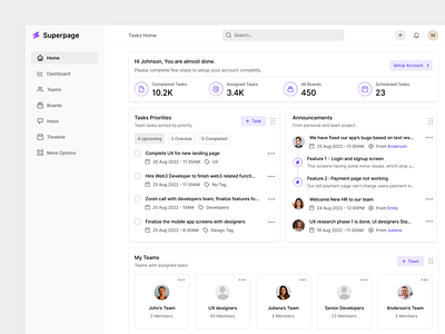 Task and Project Management Web app announcement app clean dashboard design modern navbar project project management saas sidebar task task management ui ux web app