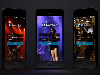 Notation - Available on the App Store now! app apple brand ios iphone login music musician notation sheet ui ux