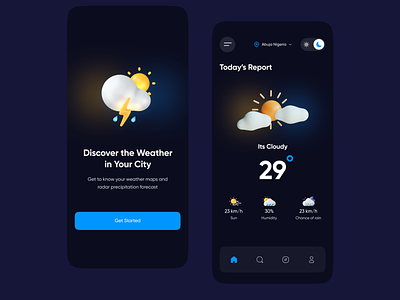 Weather App 3d clean ui cloud forecast app minimal design sun ui ui design ux weather weather app weather forecast weather icon