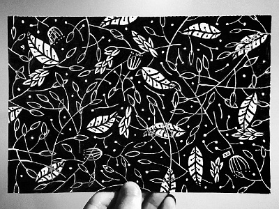 Dark Leaf Pattern drawing flower illustration ink leaf pattern rapport