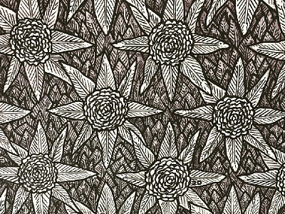 Flower And Leafs Handmade Pattern drawing flower handmade illustration ink leaf nankin pattern rapport rose