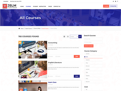 JS LMS Theme - Course List style app branding design logo ui ux vector web website