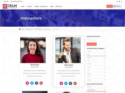 JSLMS Theme Instructor List app branding design logo ui ux vector web website