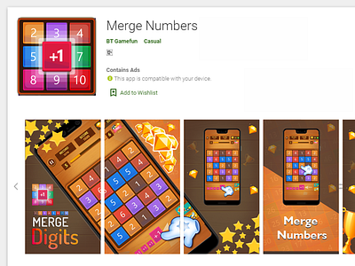 Merge Numbers Puzzle Game Screens For Play & App Sotre