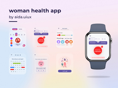 woman health app graphic design ui