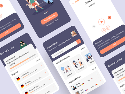 Awesome - Language Learning Mobile App app clean dribbble figma language learning simple ui uidesign