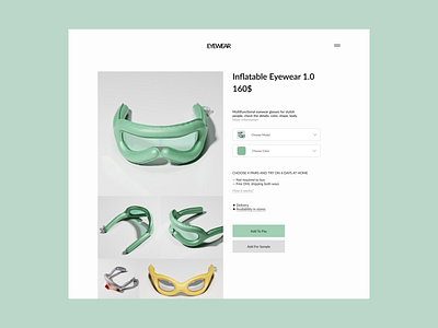 Inflatable eyewear e-commerc card