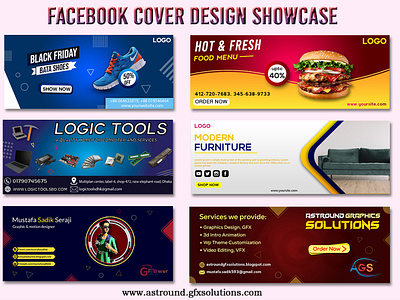 Facebook cover photo design set 1 PSD template