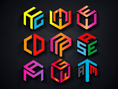 Eye-catchy Hexagonal logo design showcase. 3d logo design graphic design