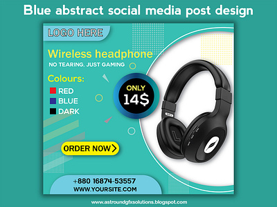 Blue abstract social media post design