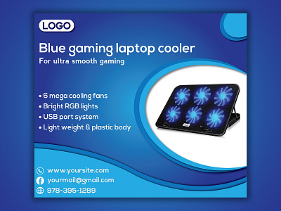 Blue abstract gaming product social media post design