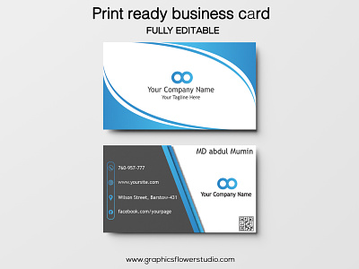 Blue ash print ready business card & stationary design